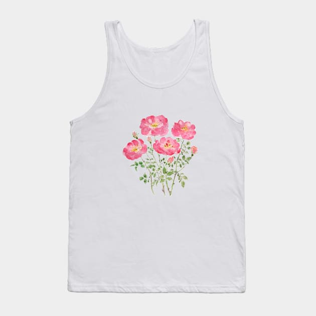 pink rose watercolor Tank Top by colorandcolor